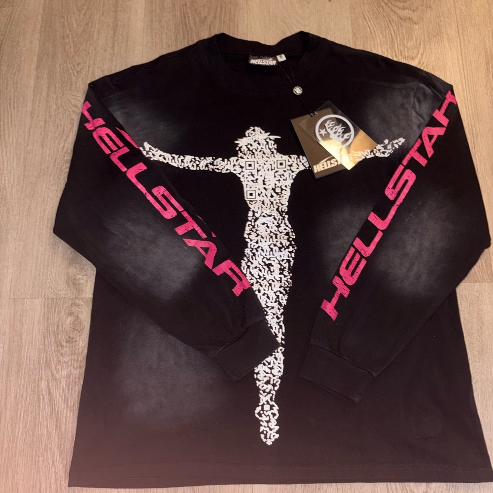 Black and Pink Long Sleeve Graphic Tee